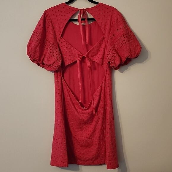 NEW Free People Apricot Rose Puff Sleeve Eyelet Dress - Picture 10 of 10